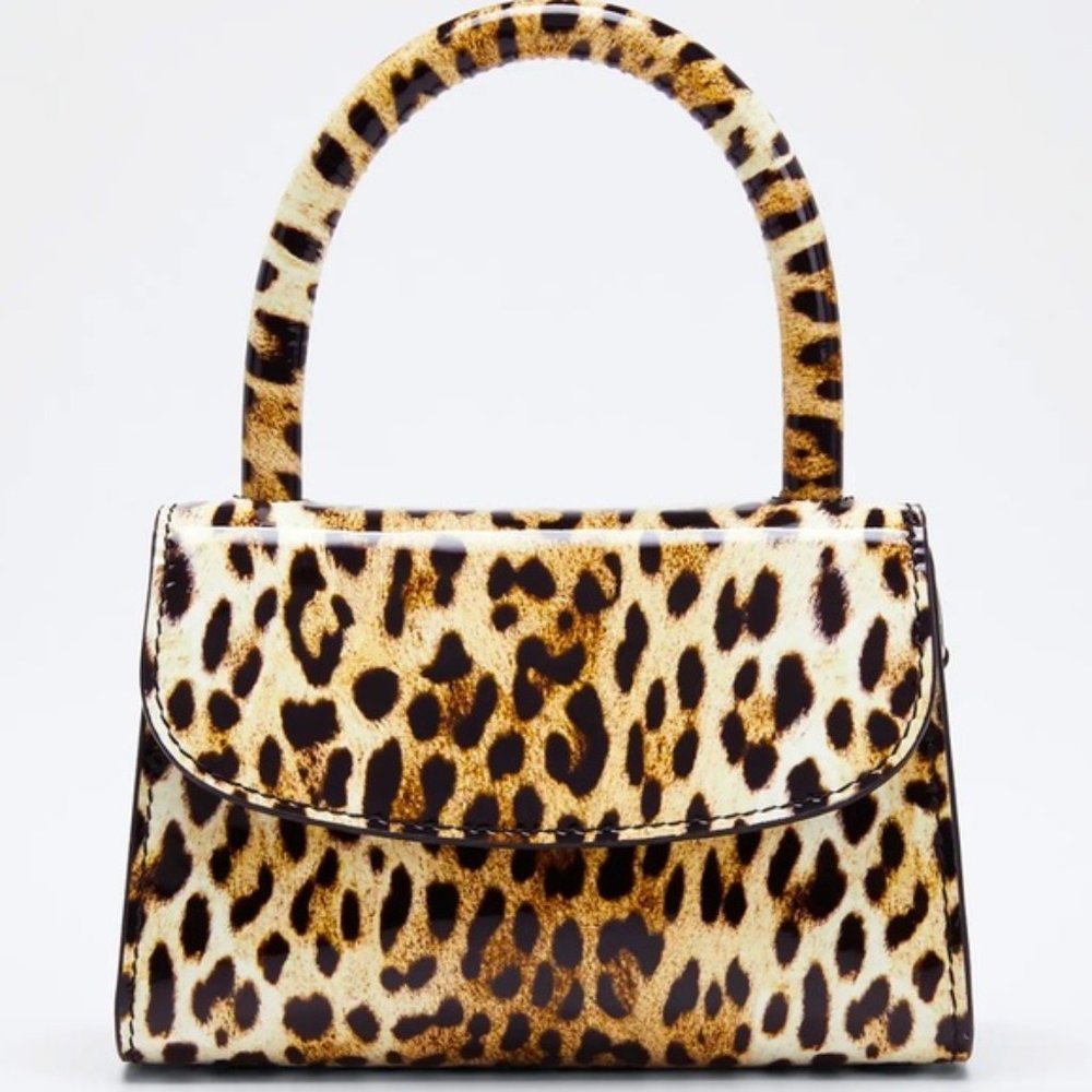 BY FAR Mini Leopard-Print Leather Top-Handle Bag